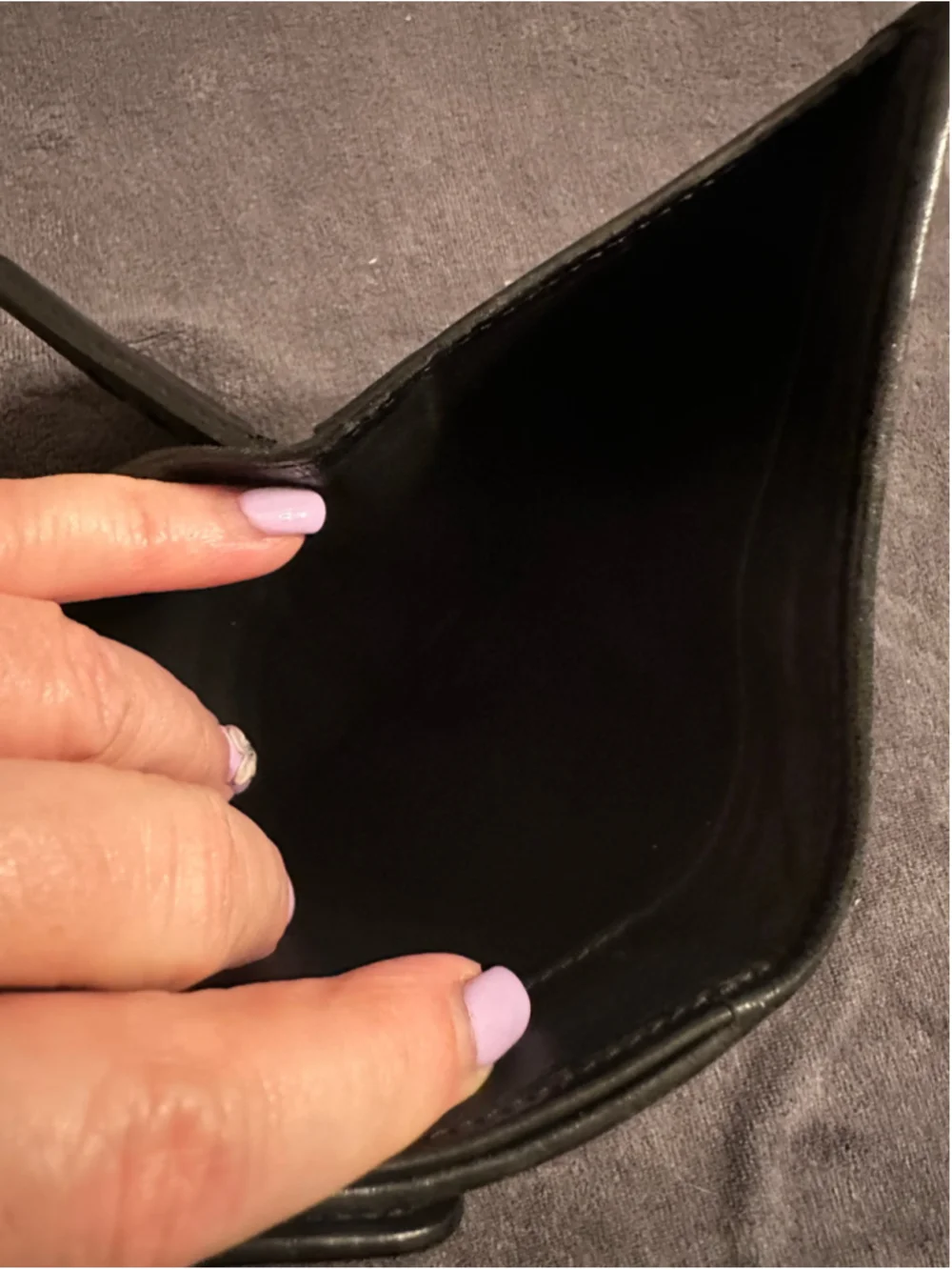 Celine Black Velvet Triomphe Logo Wallet One Size